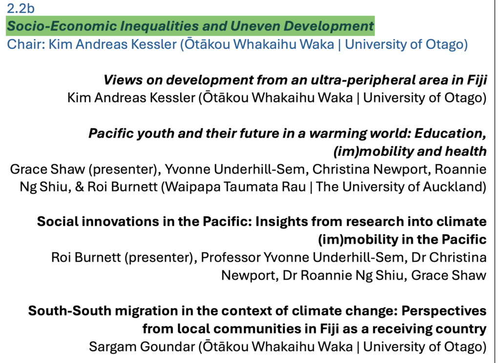 Socio-Economic Inequalities and Uneven Development in the Pacific - Chair Kim Andreas Kessler